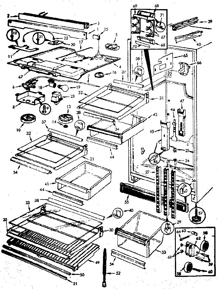 Refrigerator Fresh Food Compartment Diagram and Parts List for JRT234B M7C55A Jenn-Air Refrigerator