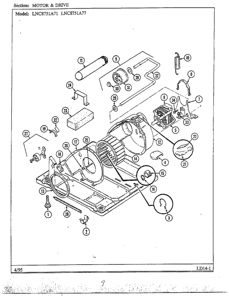 Motor And Drive Diagram and Parts List for LNC8751A71  Maytag Dryer