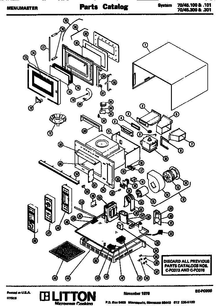Replacement Parts Diagram and Parts List for 70 45300 Amana Microwave