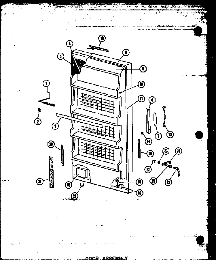 Door Assembly Diagram and Parts List for U23B P60345-52W Amana Freezer