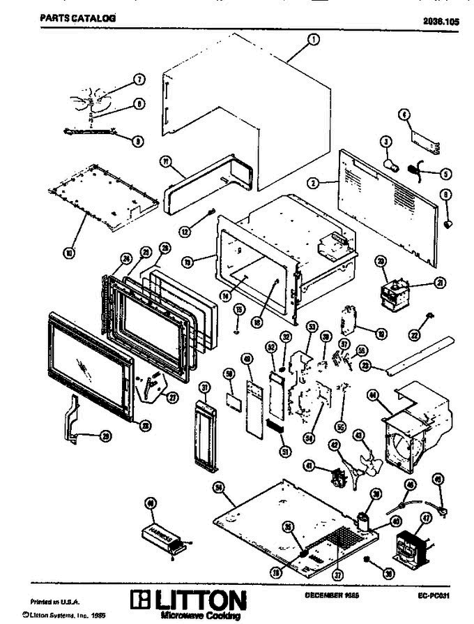 01 - Page 1 Diagram and Parts List for 2036105  Litton Microwave
