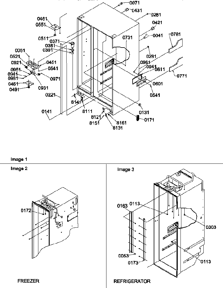 Cabinet Parts Diagram and Parts List for SRD522TW-P1313301WW  Amana Refrigerator