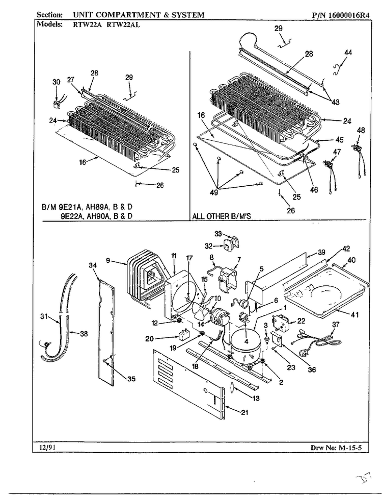 Unit Compartment And System Diagram and Parts List for 22752  Maytag Refrigerator