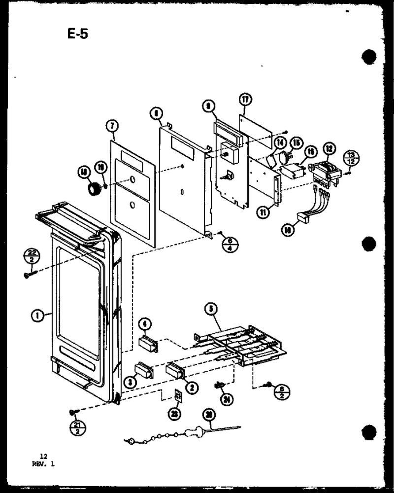 Control Diagram and Parts List for RR-700 P75411-1M Amana Microwave