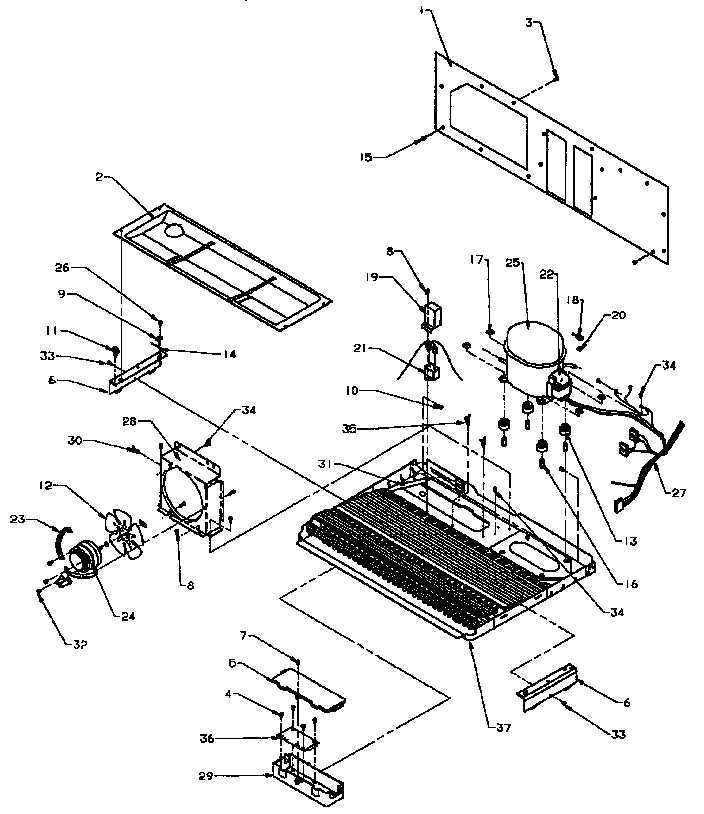 Unit Parts Diagram and Parts List for SXD25N-P1162419W  Amana Refrigerator