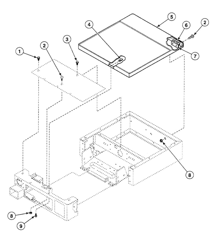 Cabinet Top Diagram and Parts List for SSGB19LJ  Speed Queen Dryer