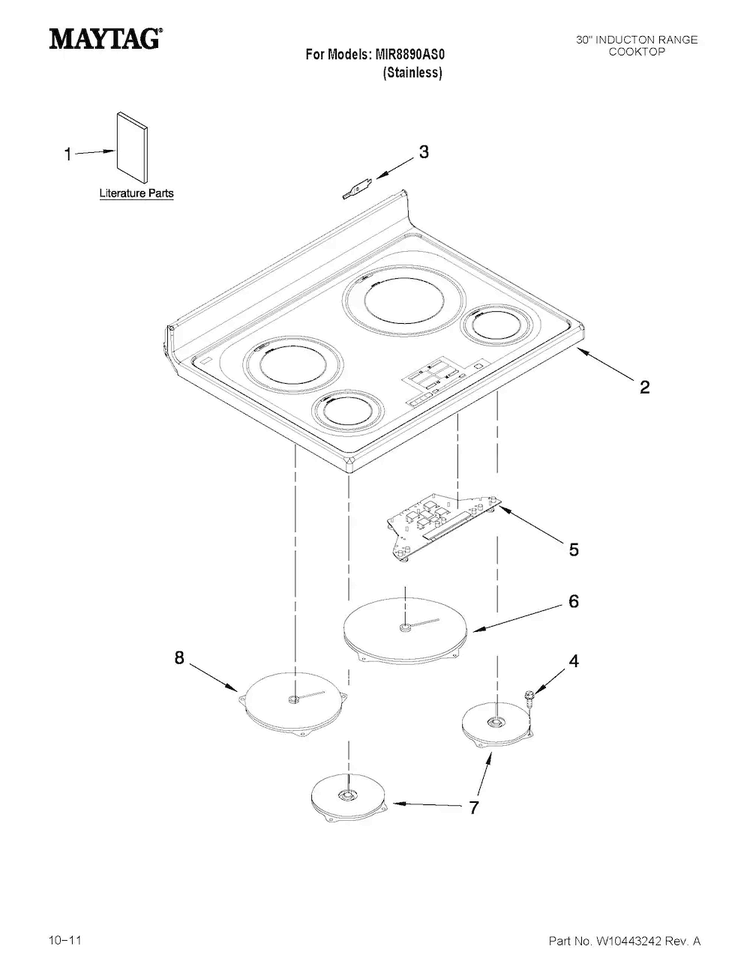 Cooktop Parts Diagram and Parts List for MIR8890AS0  Maytag Range