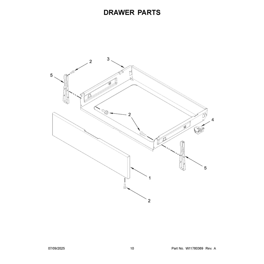 Drawer Parts Diagram and Parts List for YMSES7030SZ0  Maytag Range