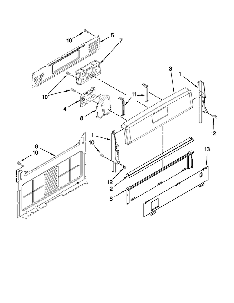 Control Panel Parts Diagram and Parts List for MGR7685AS0  Maytag Range
