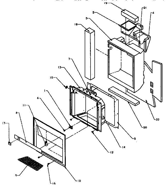 Ice And Water Cavity Diagram and Parts List for SXD25NP-P1162420W  Amana Refrigerator