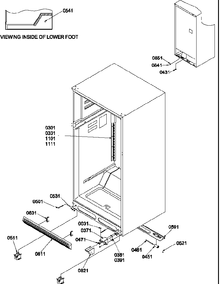 Ladders, Lower Cabinet And Rollers Diagram and Parts List for TR521VW-P1322601WW  Amana Refrigerator
