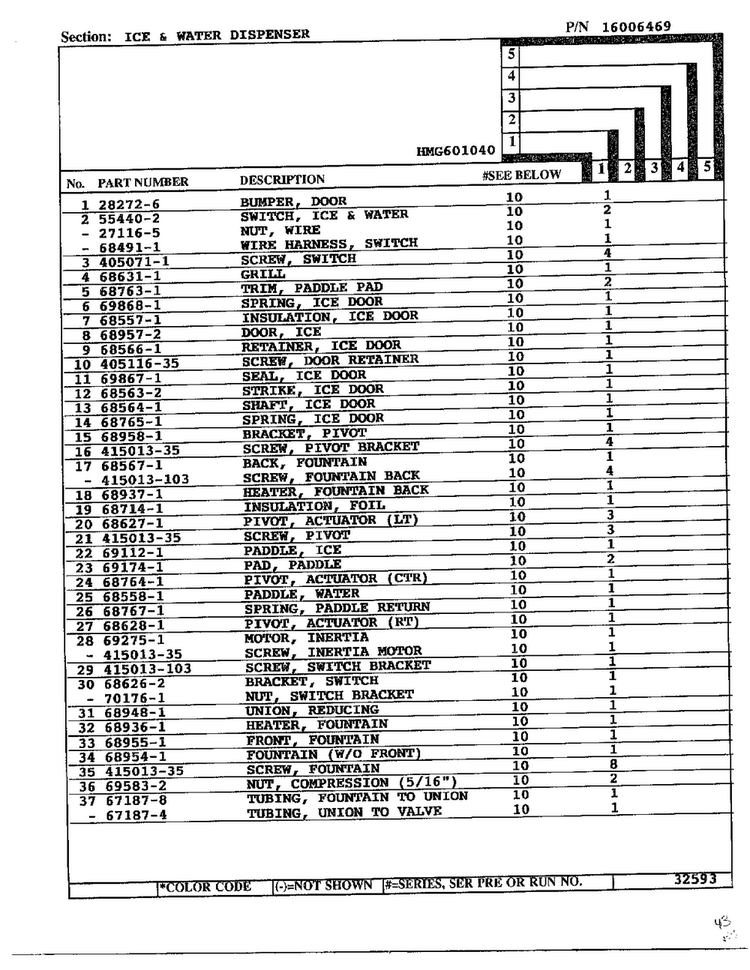 Ice And Water Dispenser Page 2 Diagram and Parts List for 301040  Admiral Refrigerator