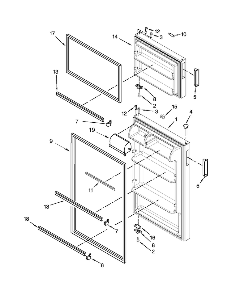 Door Parts Diagram and Parts List for A8TCNWFAW01  Amana Refrigerator
