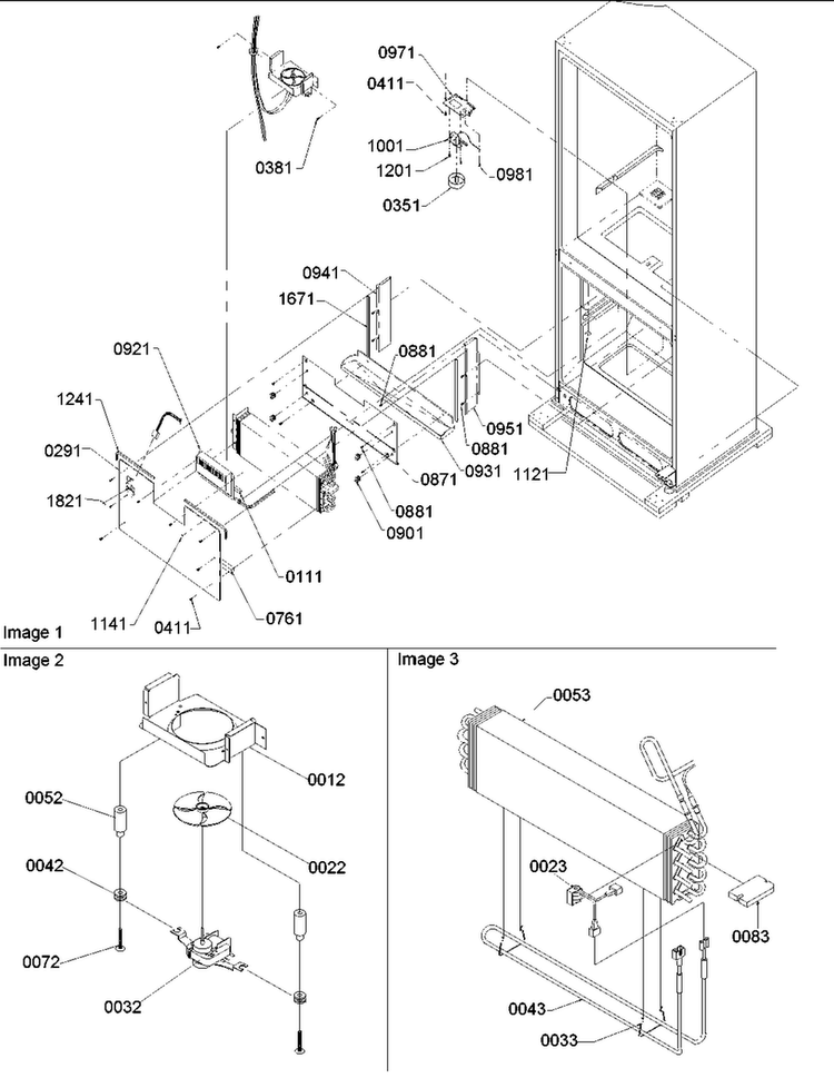 Evaporator Area Diagram and Parts List for BRF20VE-P1321303WE  Amana Refrigerator