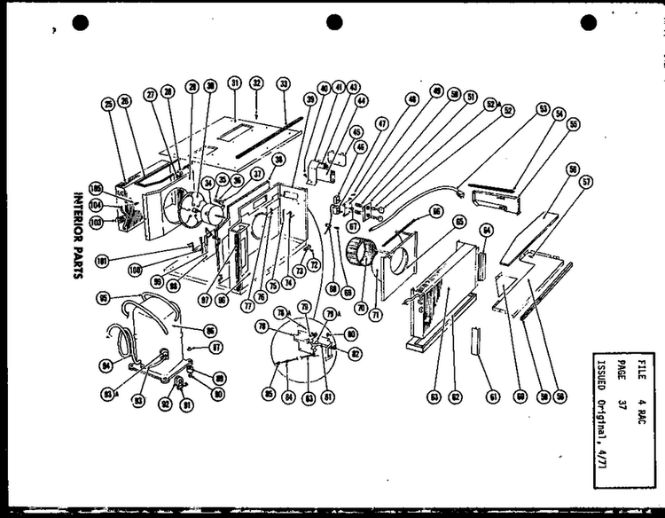 Interior Parts Diagram and Parts List for FC18-3H P54655-1R Amana Air Conditioner