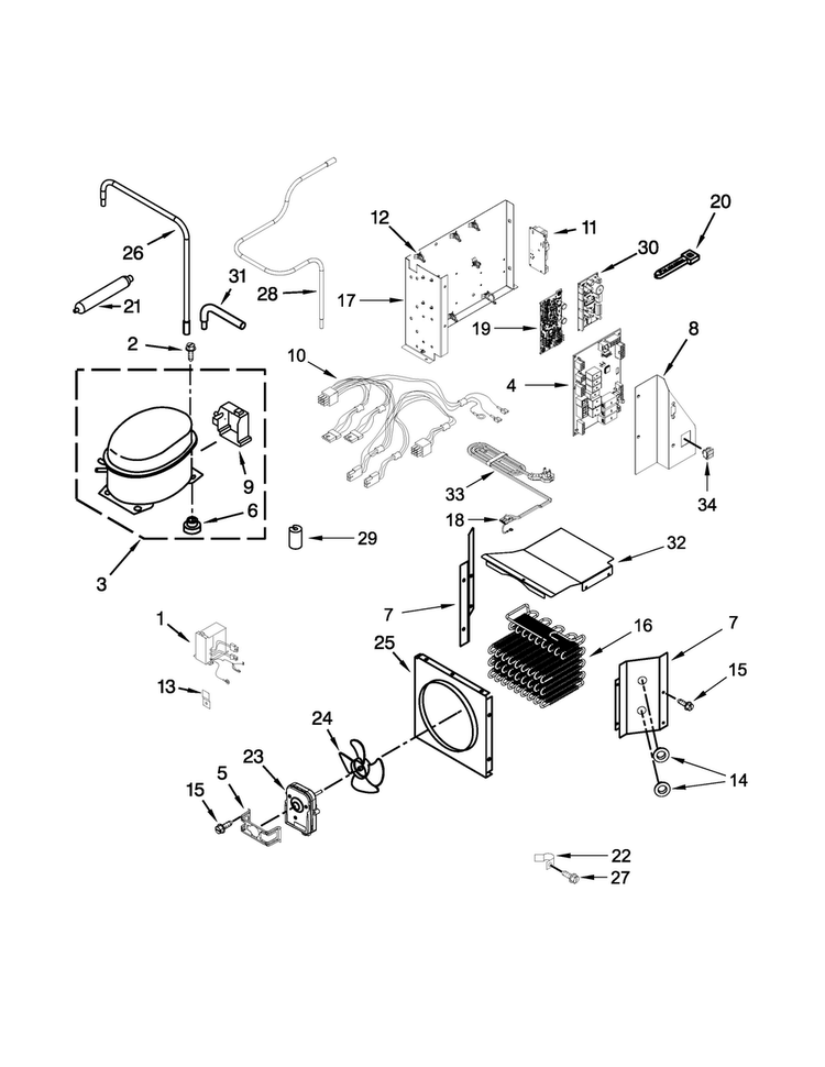 Upper Unit Parts Diagram and Parts List for JS48NXFXDE00  Jenn-Air Refrigerator