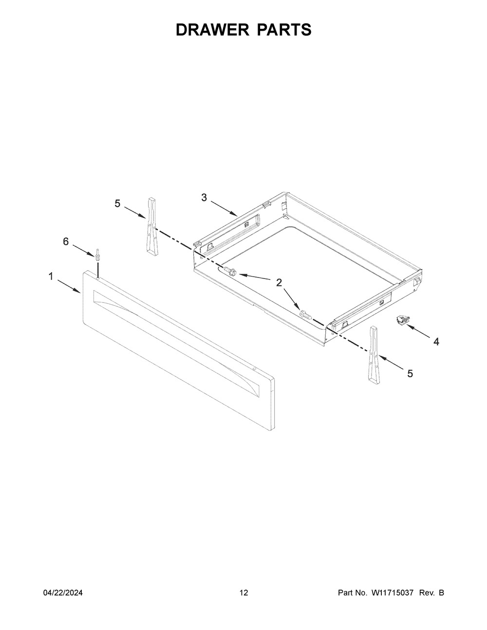 Drawer Parts Diagram and Parts List for MGR6600PZ1  Maytag Range