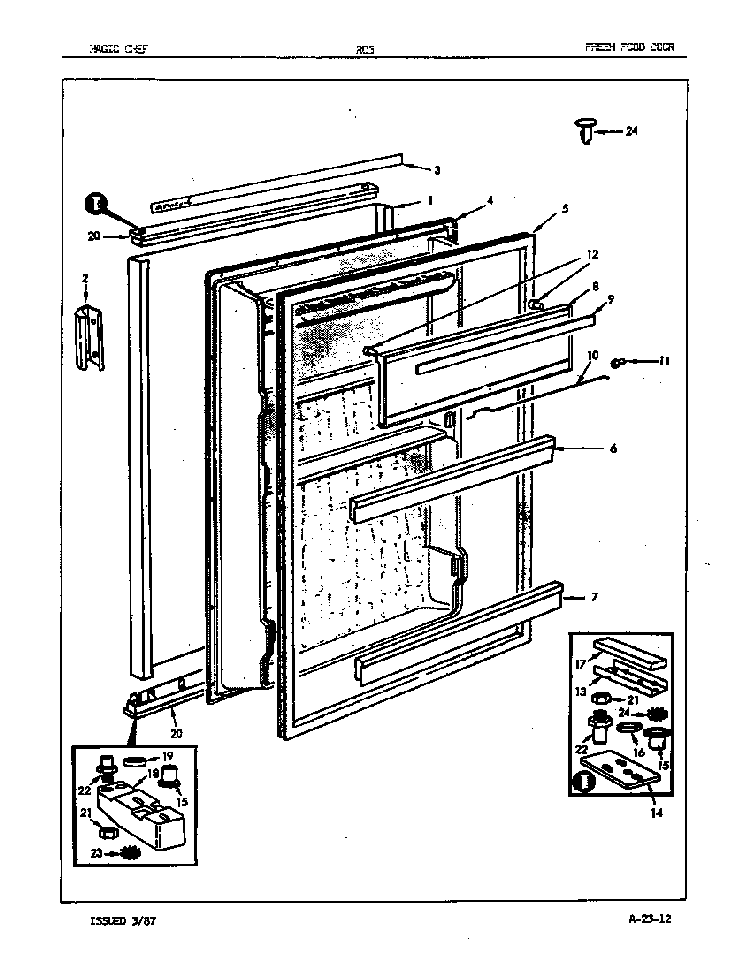 Fresh Food Door Diagram and Parts List for RC5S E6S02 Maytag Refrigerator