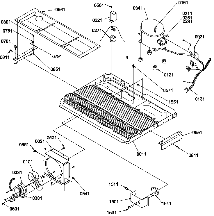 Machine Compartment Diagram and Parts List for SCD25TW-P1190422WW  Amana Refrigerator
