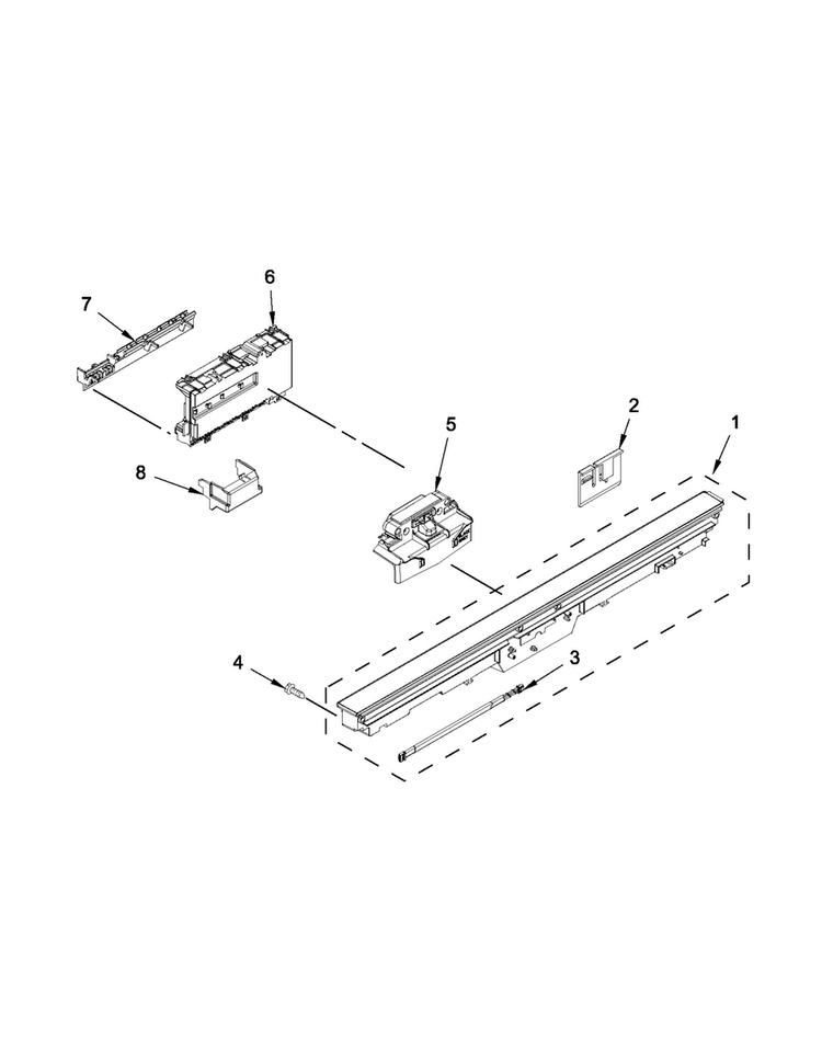 Control Panel And Latch Parts Diagram and Parts List for JDB8500AWY1  Jenn-Air Dishwasher