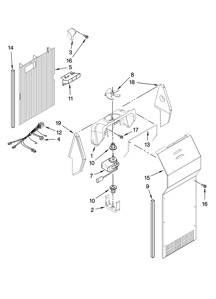 Air Flow Parts Diagram and Parts List for MSD2274VEA00  Maytag Refrigerator
