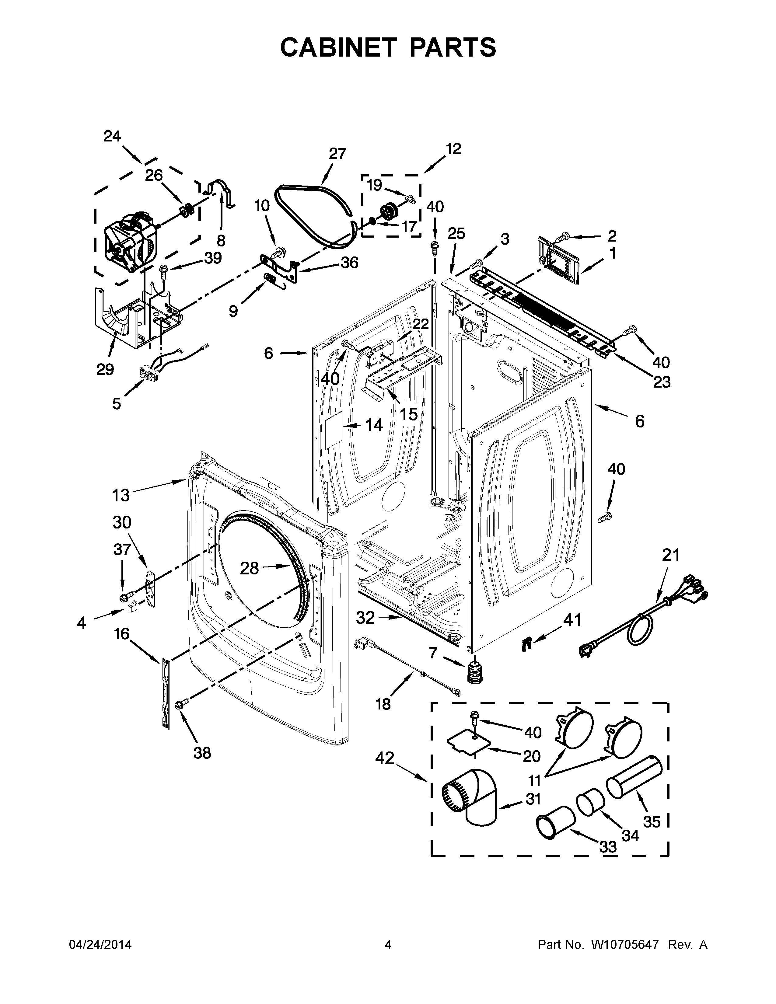 03 - CABINET PARTS Diagram and Parts List for YMED3100DW0  Maytag Dryer