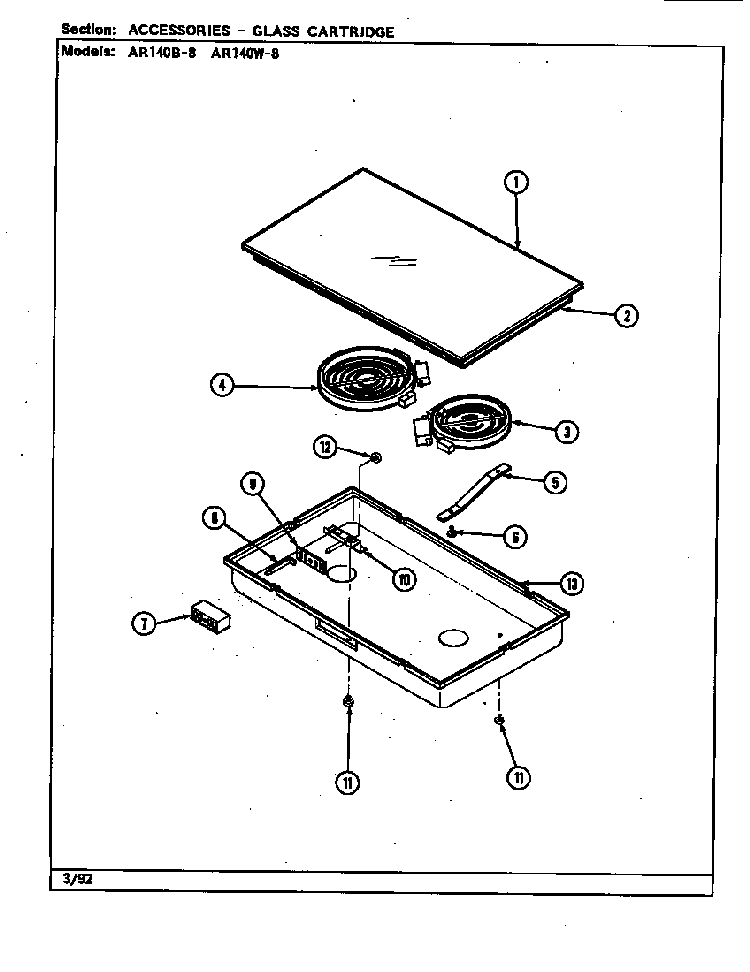 Accessories Diagram and Parts List for AR140W-8  Jenn-Air Range