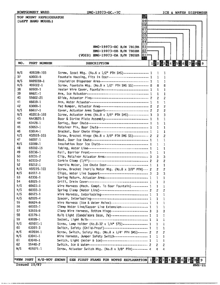 Ice And Water Dispenser Page 3 Diagram and Parts List for 19973C  Admiral Refrigerator