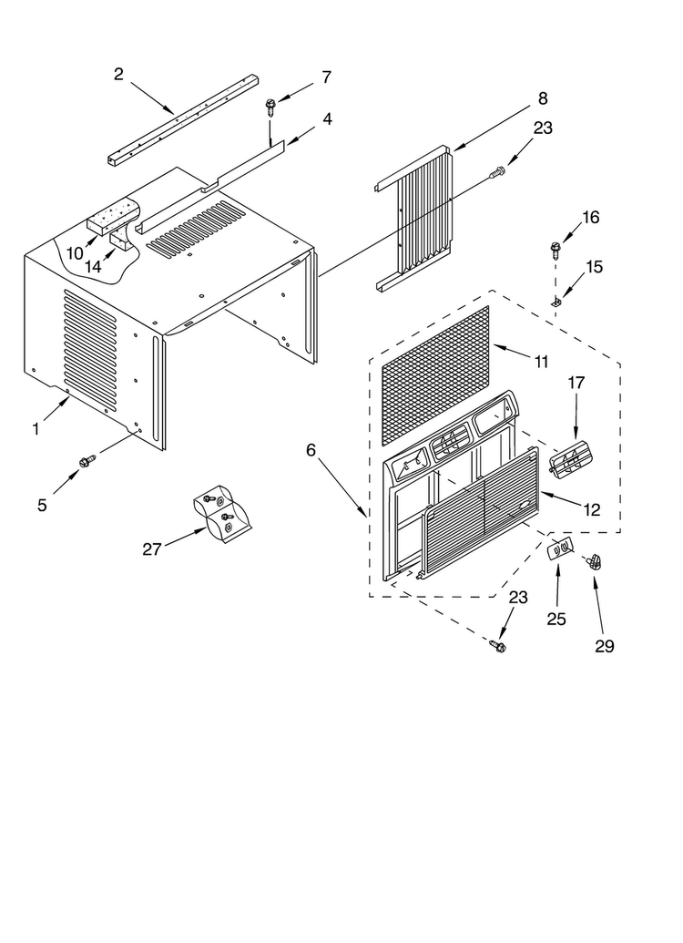 Cabinet Diagram and Parts List for CA5WML0  Crosley Air Conditioner