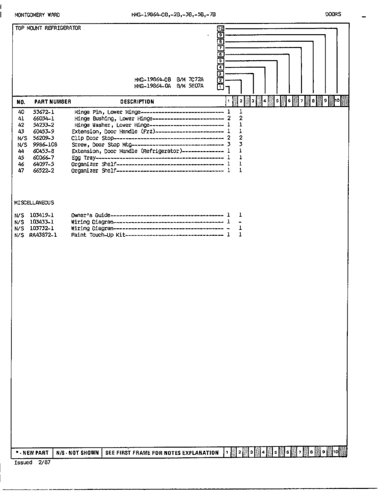Door/misc Page 3 Diagram and Parts List for 19864A  Admiral Refrigerator