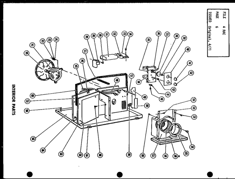 Interior Parts Diagram and Parts List for FC18-3H P54655-1R Amana Air Conditioner