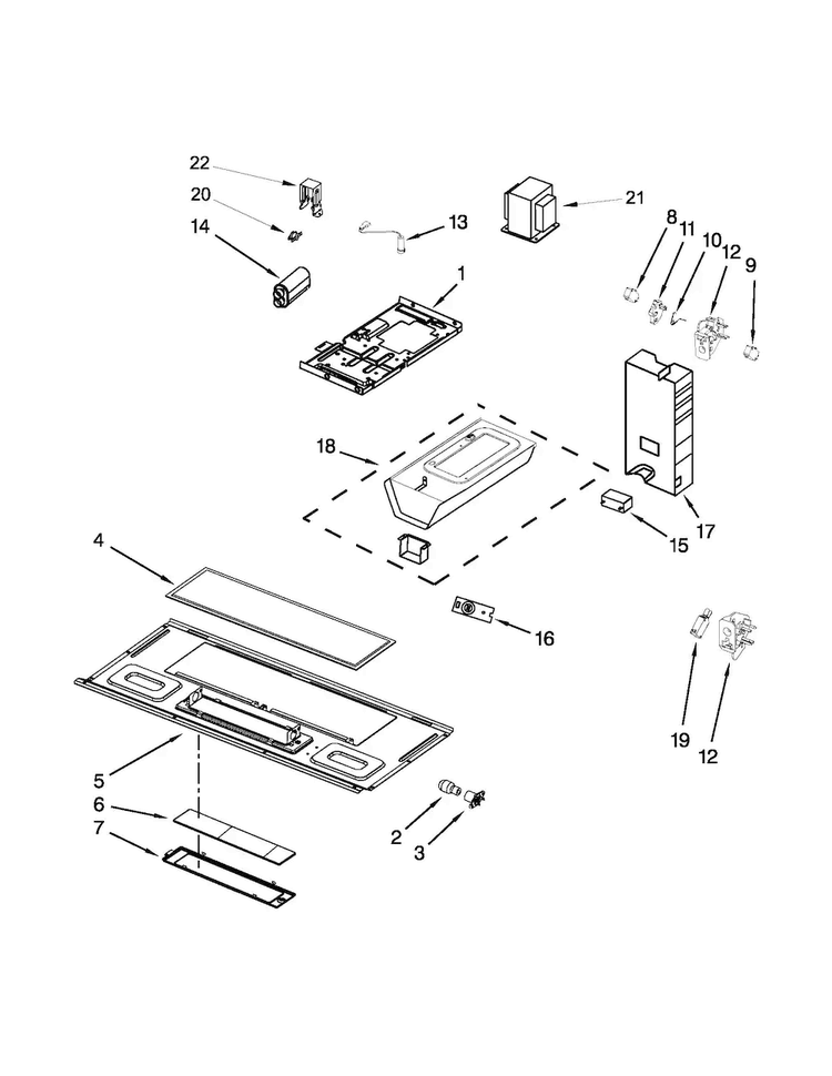 Interior And Ventilation Parts Diagram and Parts List for AMV1150VAB4  Amana Microwave