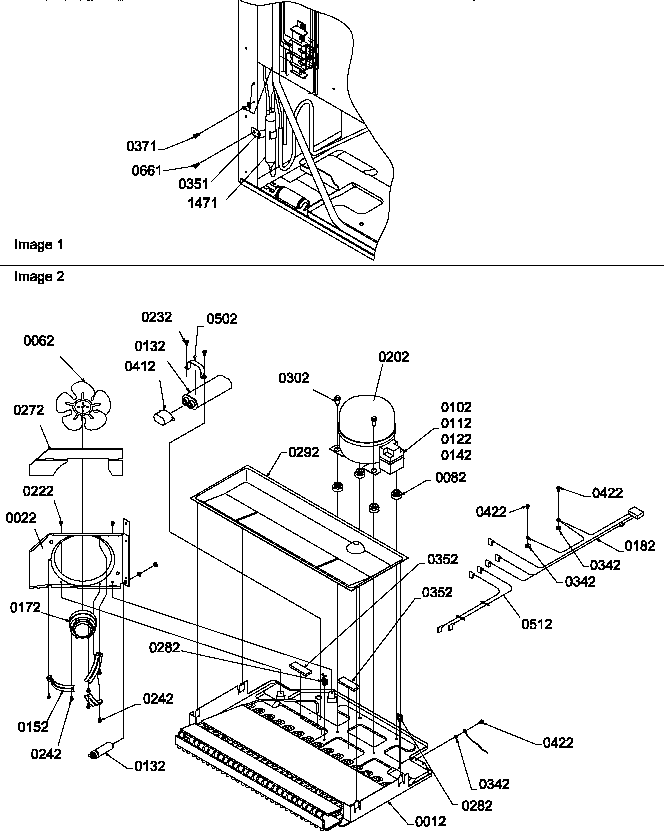 Machine Compartment Diagram and Parts List for TR518ITWL-P1183708WL  Amana Refrigerator
