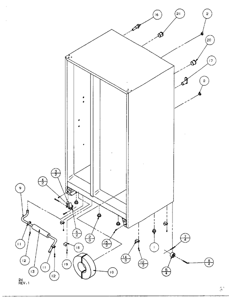 Drain And Rollers Diagram and Parts List for SQD25MB3  Amana Refrigerator