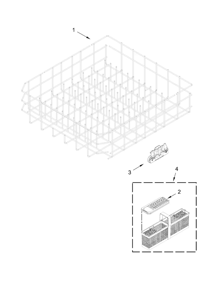 Lower Rack Parts Diagram and Parts List for MDB8959SFZ0  Maytag Dishwasher