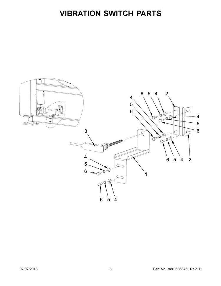 Vibration Switch Parts Diagram and Parts List for MFS180PAVS  Maytag Washer