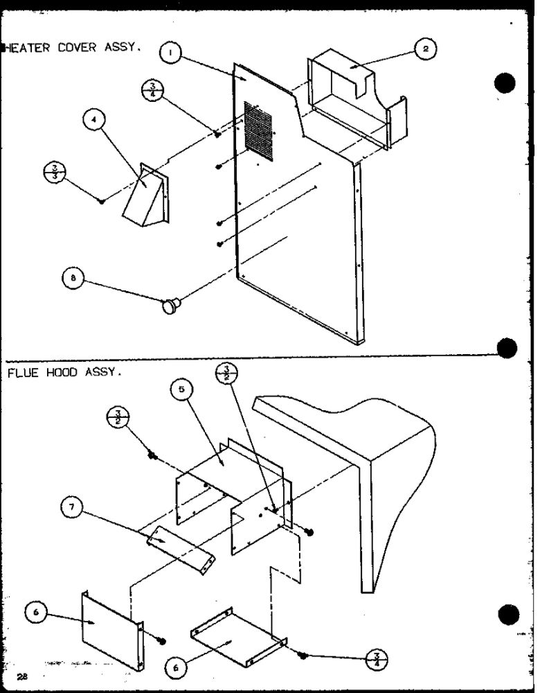 Heater Cover Assembly/Flue Hood Assembly 2 Diagram and Parts List for LOK501A P6484101C Amana Air Conditioner