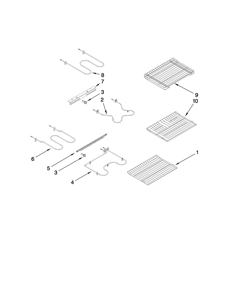 Rack And Element Parts Diagram and Parts List for MER6875BCW17  Maytag Range