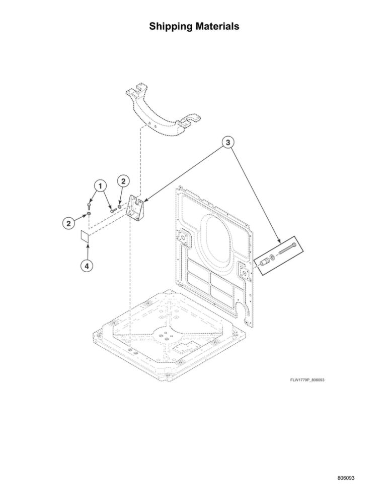 Shipping Materials Diagram and Parts List for ATGE9ASP115TW01  Speed Queen Washer Dryer Combo
