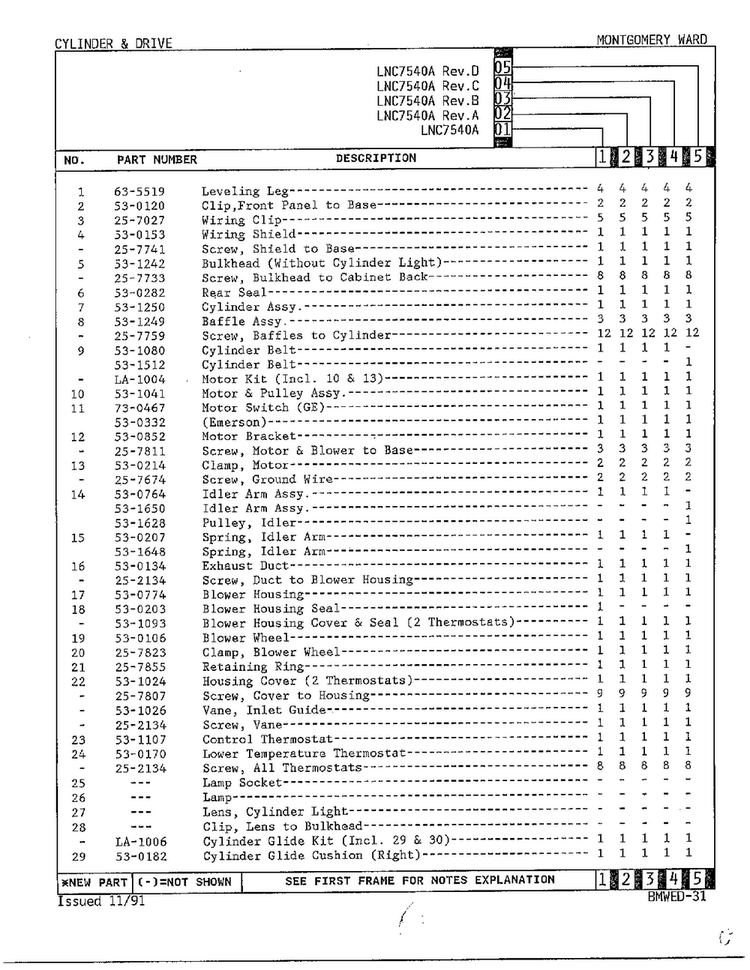 Cylinder And Drive Page 2 Diagram and Parts List for 7540A REV C Norge Dryer
