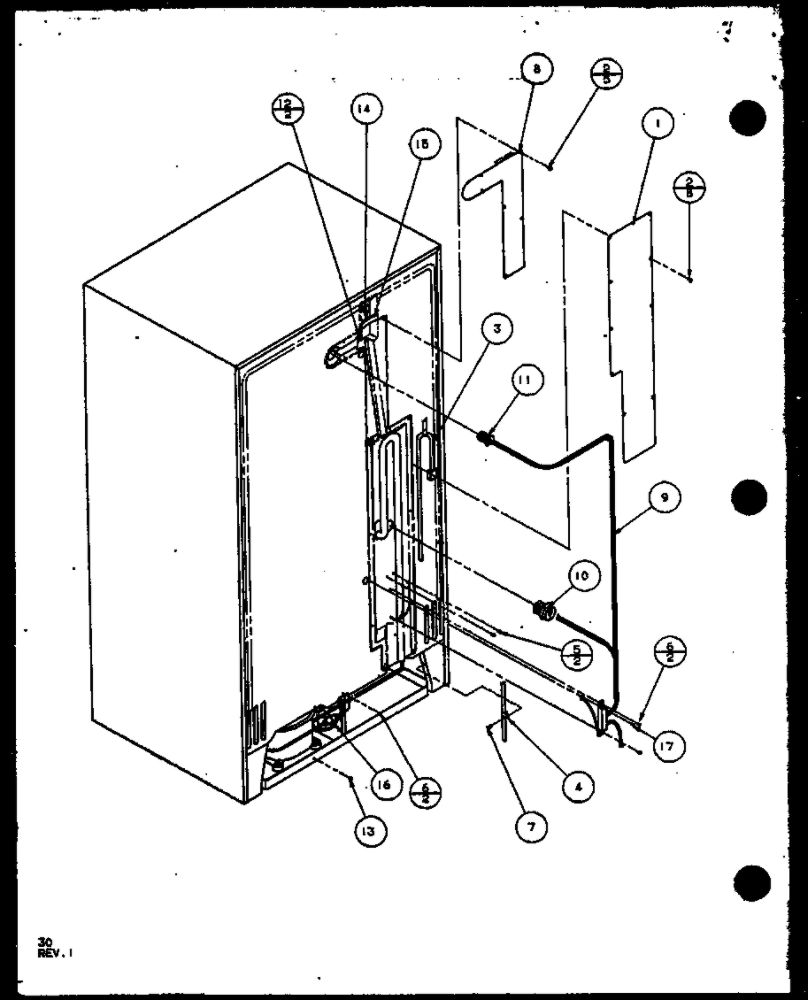 Cabinet Back Diagram and Parts List for IC4N-P1110801W-SXS  Amana Refrigerator