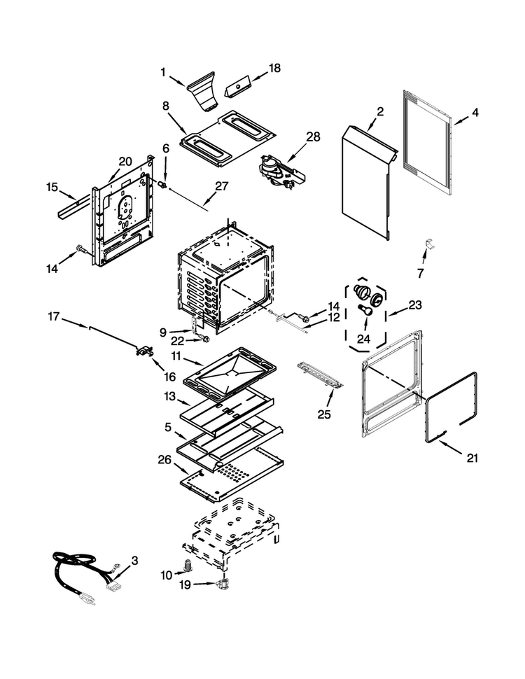 Chassis Parts Diagram and Parts List for MGR7685AB2  Maytag Range