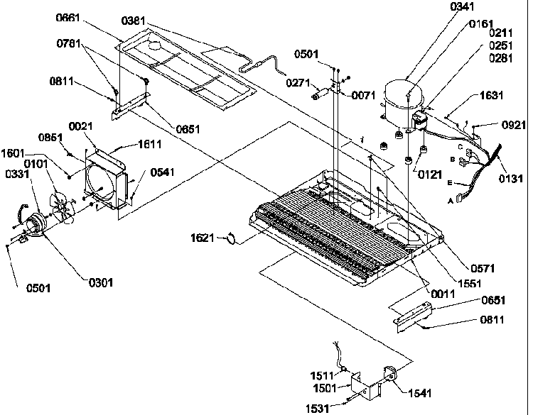 Machine Compartment & Muffler Assy Diagram and Parts List for SRD528VW-P1320402WW  Amana Refrigerator