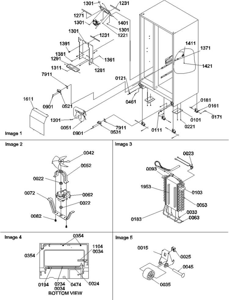 Drain, Rollers, And Evap Assy Diagram and Parts List for SRDE522VE-P1320304WE  Amana Refrigerator