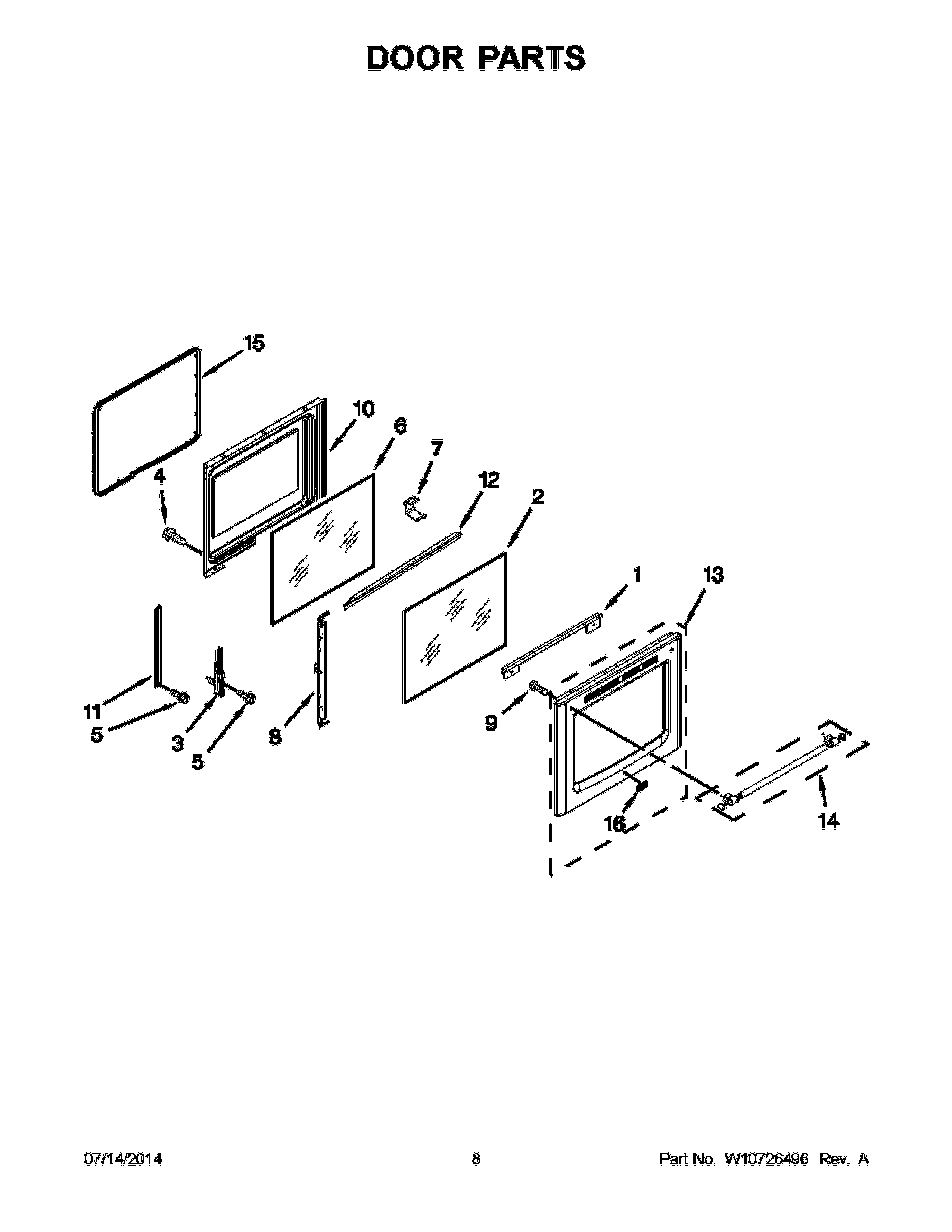 05 - DOOR PARTS Diagram and Parts List for YMER8800DH1  Maytag Range