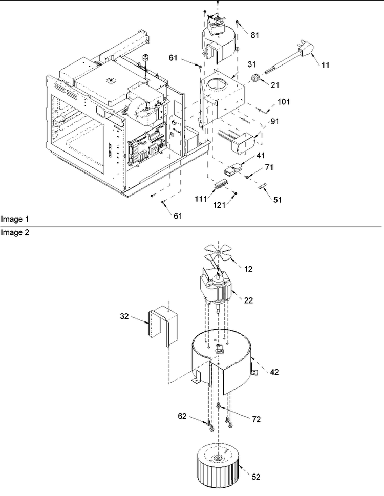 Blower Diagram and Parts List for UCA2000NT-P1325905  Amana Microwave
