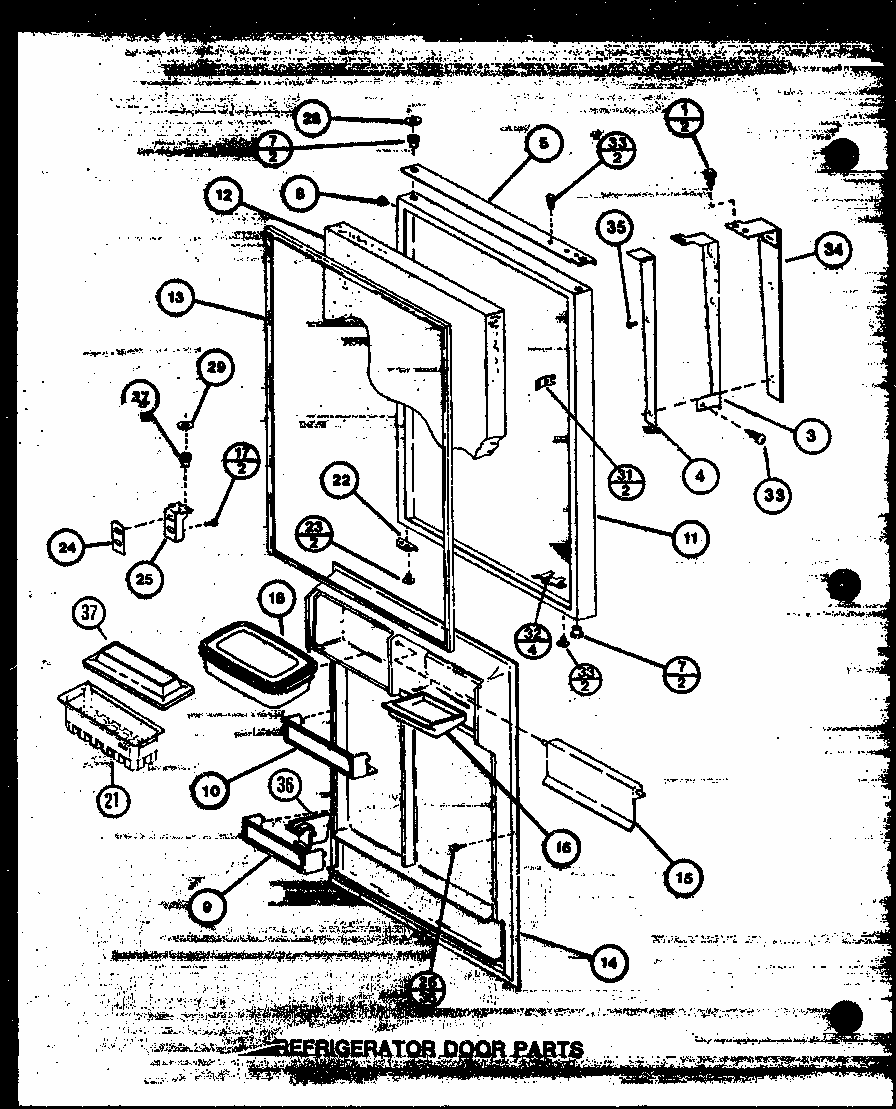 Refrigerator Door Parts (tl18m/p7858511w) (tl18m/p7858512w) (tli18m/p7858521w) (tli18m/p7858522w) Diagram and Parts List for TLI22M-P7858524W  Amana Refrigerator