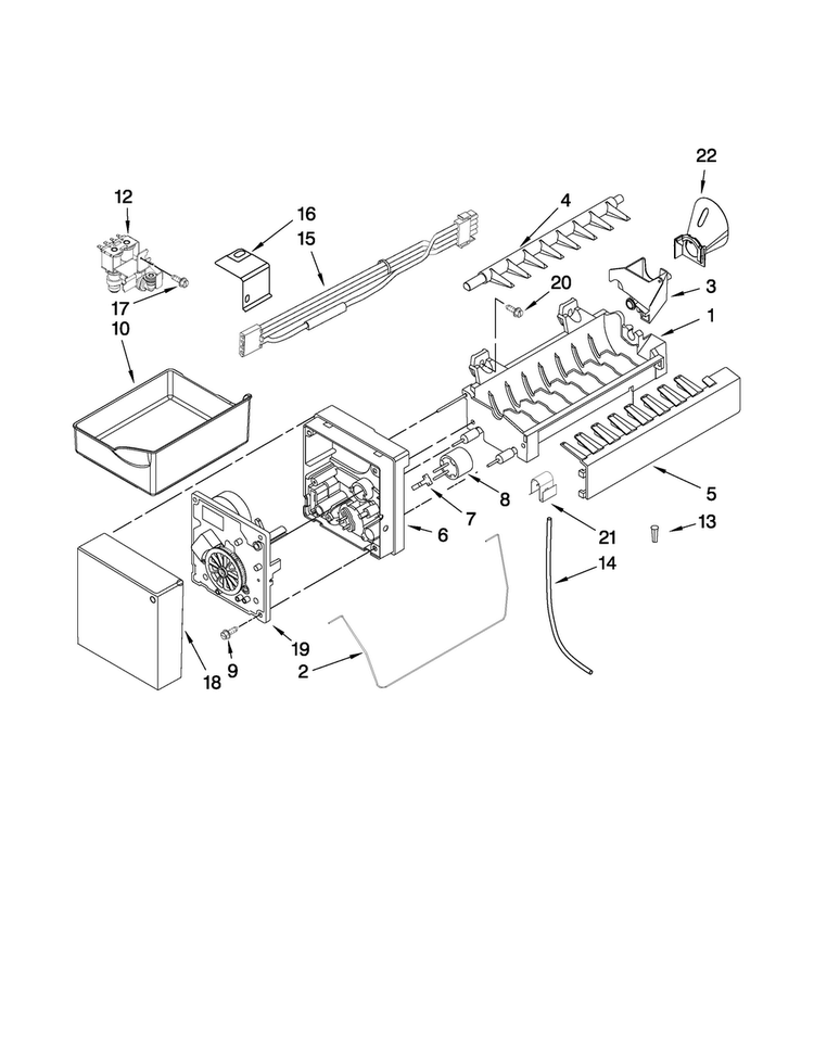 Icemaker Parts Diagram and Parts List for JFC2089HTW3  Jenn-Air Refrigerator