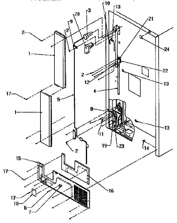 Cabinet Back Diagram and Parts List for TSI18R2-P1182102W  Amana Refrigerator