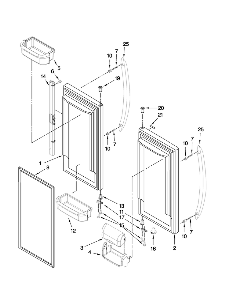 Refrigerator Door Parts Diagram and Parts List for MFC2061KES3  Maytag Refrigerator